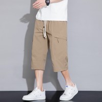 工装七分裤男夏季2024新款冰丝薄款休闲潮牌宽松美式运动短裤子