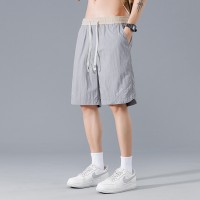 夏天休闲短裤男生夏季薄款宽松沙滩马裤冰丝中裤男士运动五分裤子