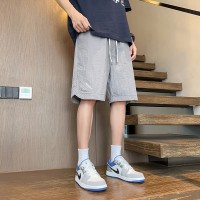 夏天休闲短裤男生夏季薄款宽松沙滩马裤冰丝中裤男士运动五分裤