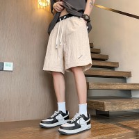 夏天休闲短裤男生夏季薄款宽松沙滩马裤冰丝中裤男士运动五分裤