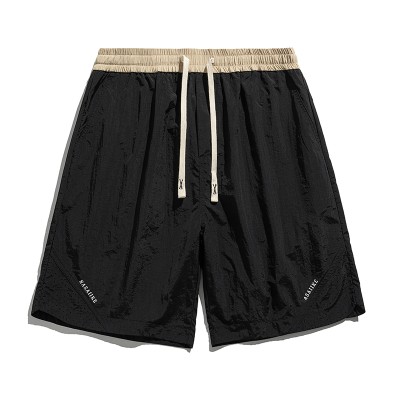 <!--夏天休闲短裤男生夏季薄款宽松沙滩马裤冰丝中裤男士运动五分裤子-->