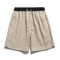 夏天休闲短裤男生夏季薄款宽松沙滩马裤冰丝中裤男士运动五分裤子
