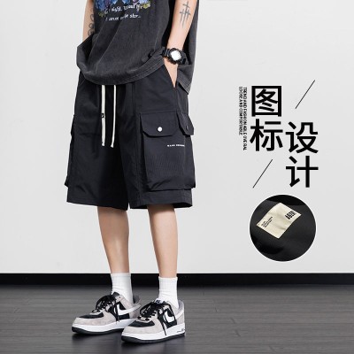 <!--新款透气工装短裤男士中裤夏季薄款潮牌宽松直筒休闲宽松休闲五分-->