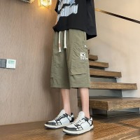 户外男士七分裤夏季薄款宽松直筒学生裤子外穿透气网眼休闲潮短裤