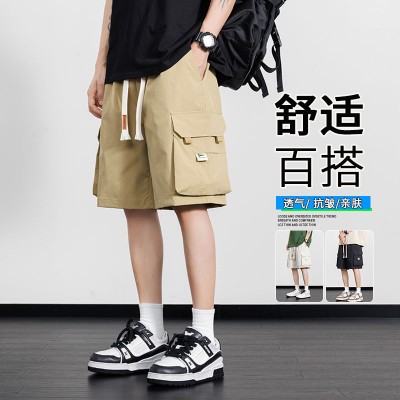 <!--美式高街工装短裤男夏季款ins潮牌日系加大码胖子宽松休闲五分裤-->