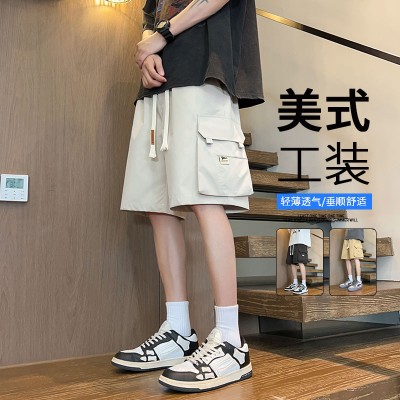 <!--大码工装短裤男男士运动休闲美式中裤男生速干宽松五分裤子潮牌-->