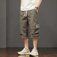 户外男士七分裤夏季薄款宽松直筒学生裤子外穿透气网眼休闲潮短裤