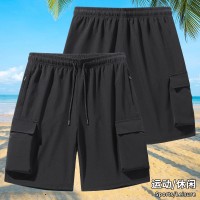 2024新款夏季宽松直筒工装短裤多口袋休闲百搭冰丝速干运动五分裤