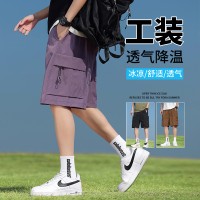 锦纶冰感短裤耐磨薄款多口袋工装裤糖果色五分裤情侣款高品质