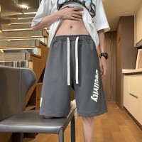 Q2024夏季短裤男士字母印花潮流宽松冰丝运动潮牌韩版男生裤