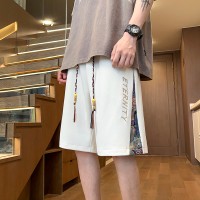 Q2024夏季短裤男士风拼接潮流宽松冰丝运动潮牌韩版男生裤
