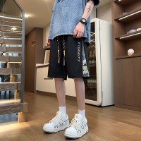 Q2024夏季短裤男士风拼接潮流宽松冰丝运动潮牌韩版男生裤