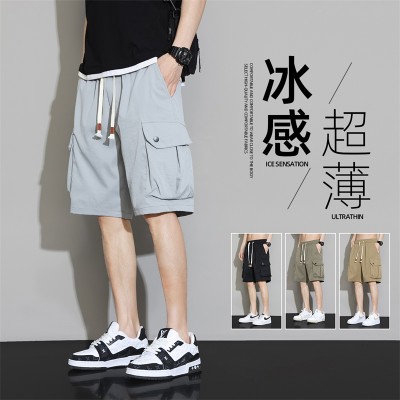 <!--男士休闲短裤夏季薄款透气亲肤宽松直筒大码男装五分休闲裤中裤男-->
