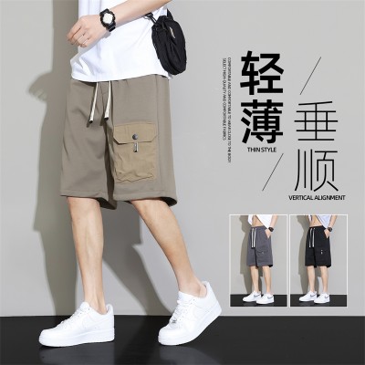<!--男士休闲短裤夏季薄款透气亲肤宽松直筒大码男装五分休闲裤中裤男-->