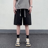 Q美式复古五分休闲短裤男夏季薄款宽松直筒高街vibe中裤