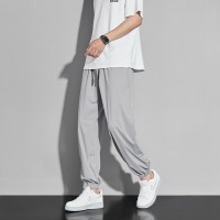 QU+防晒休闲裤男夏季冰丝速干运动裤直筒垂感阔腿裤子薄