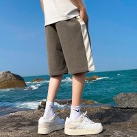 Q休闲短裤男夏季灯芯绒新潮五分裤韩版潮流拼色宽松休闲运动