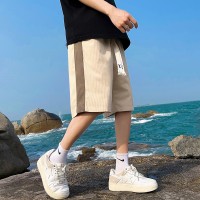 Q休闲短裤男夏季灯芯绒新潮五分裤韩版潮流拼色宽松休闲运动