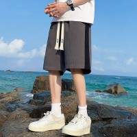 Q休闲短裤男夏季灯芯绒新潮五分裤韩版潮流拼色宽松休闲运动
