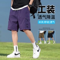 工装短裤男多口袋冰感工装裤糖果色情侣短裤高品质主推1108