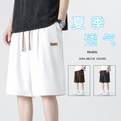 <!--透气冰丝休闲五分裤男夏季冰丝短裤男带标速干篮球裤-->