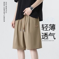 透气冰丝休闲五分裤男夏季冰丝短裤男带标速干篮球裤