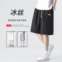 透气冰丝休闲五分裤男夏季冰丝短裤男带标速干篮球裤