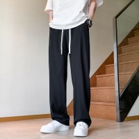 Q裤子男士冰丝速干夏季薄款阔腿直筒裤宽松运动裤潮牌休闲长