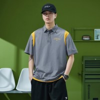 Q拼接撞色短袖polo衫男夏季宽松休闲加大码胖子高级感翻领t恤