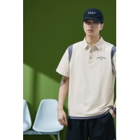 Q拼接撞色短袖polo衫男夏季宽松休闲加大码胖子高级感翻领t恤