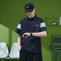 Qpolo衫短袖男美式宽松休闲复古百搭大码半袖运动翻领T恤男