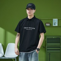 Q夏季Polo衫男宽松男装休闲上衣美式半袖体恤男士翻领短袖t恤