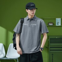 QPolo衫男士纯棉高端短袖t恤宽松ins潮牌大码黑色翻领体恤