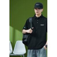 Q男士短袖POLO衫夏季宽松青少年美式小众设计感休闲五分袖T恤