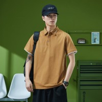 Q夏季短袖t袖男士青年翻领纯色休闲T恤上衣男装