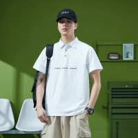 Q夏季POLO衫男宽松大码夏季ins拼接短袖潮牌翻领T恤