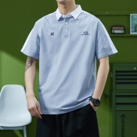 Q夏季商务休闲polo衫男潮牌翻领短袖宽松修身印花半袖男上衣