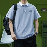 Qins撞色拼接polo衫短袖美式复古情侣装夏季半袖潮翻领t恤