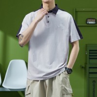 Qins撞色拼接polo衫短袖美式复古情侣装夏季半袖潮翻领t恤