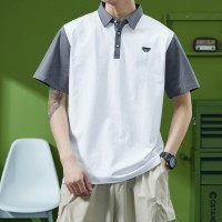 Q夏季纯棉polo衫男宽松大码潮牌ins体恤潮流胖子半袖短袖t恤