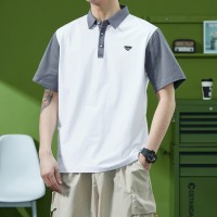 Q男士短袖T恤夏季翻领半拉链POLO衫休闲宽松冰感上衣男内搭