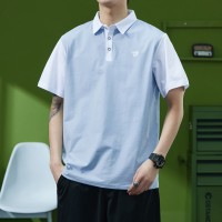 Q男士短袖T恤夏季翻领半拉链POLO衫休闲宽松冰感上衣男内搭