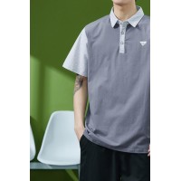 Q男士短袖T恤夏季翻领半拉链POLO衫休闲宽松冰感上衣男内搭