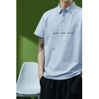 Q夏季POLO衫男宽松大码夏季ins拼接短袖潮牌翻领T恤