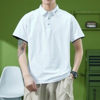 Q夏季短袖t袖男士青年翻领纯色休闲T恤上衣男装