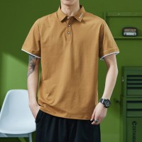 Q夏季短袖t袖男士青年翻领纯色休闲T恤上衣男装