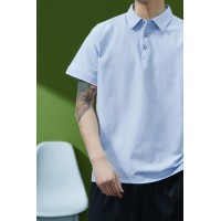 Q夏季短袖t袖男士青年翻领纯色休闲T恤上衣男装