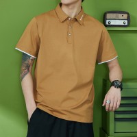 Q夏季短袖t袖男士青年翻领纯色休闲T恤上衣男装