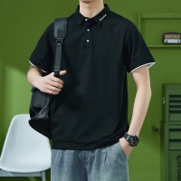 Q夏季新款男式Polo衫商务短袖t恤青年休闲上衣纯色翻领保罗衫