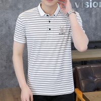 Q体恤男男装短袖T恤丅男士翻领POLO衫夏季潮流条纹反领子半袖